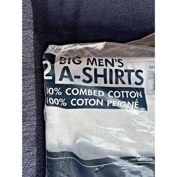 Harbor Bay Tank A-Shirts Big Men's 5XL 62-64 Ribbed Cotton Undershirts 2 Pack - Picture 3 of 5